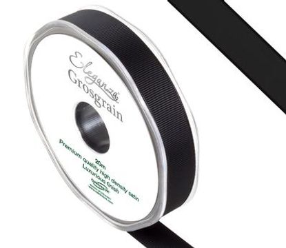 Eleganza Premium Grosgrain Ribbon 15mm x 20m Black No.20 - Ribbons